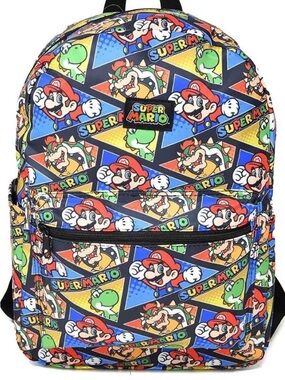 Nintendo Super Mario Printed Backpack in Red, Blue, Green, Yellow